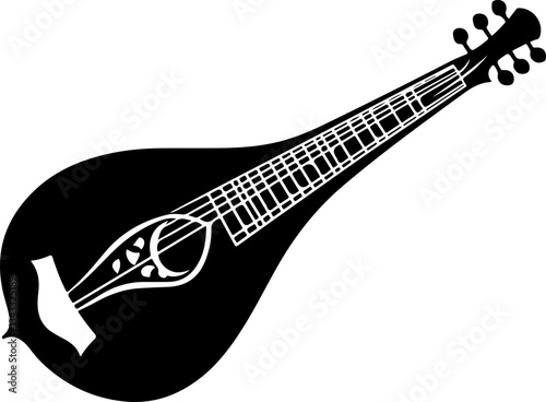 Black and White Mandolin Illustration