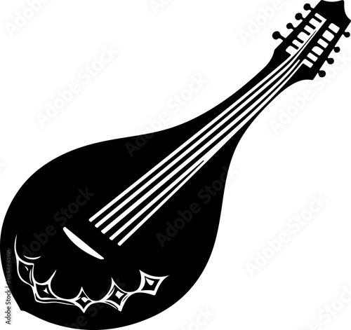 Black and White Mandolin Illustration