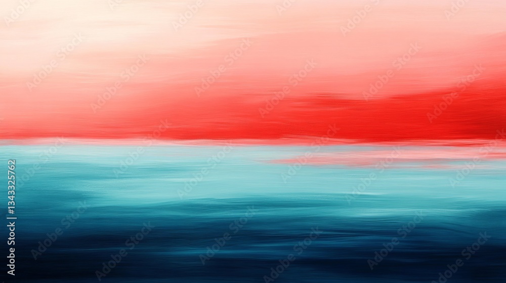 Obraz premium The essence of the ocean in an abstract form, with red gently fading into aquamarine in an endless, soothing gradient