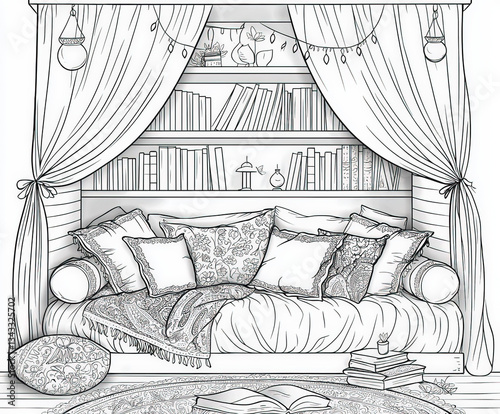A cozy reading nook filled ...
