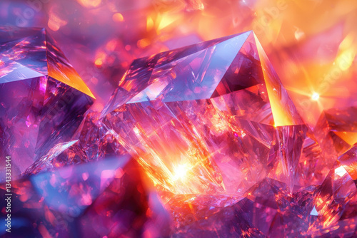 A stunning abstract crystal background showcasing geometric facets and colors.