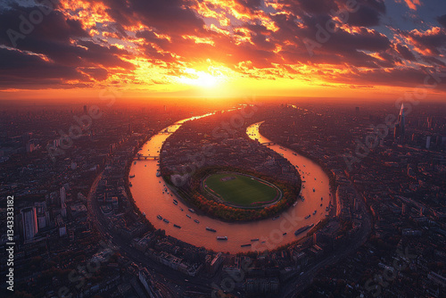 A vibrant scene at the London Olympiad, dynamic and lively, sports theme