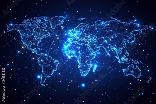 A world map with connecting...