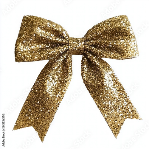 gold christmas bow isolated