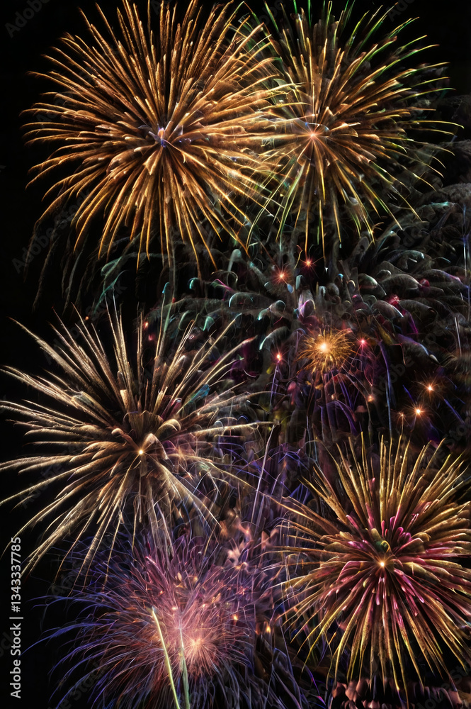 Fireworks. Sparkling fireworks over dark sky, close-up of sparks. Fireworks. Sparkling fireworks over dark sky, close-up of sparks.
