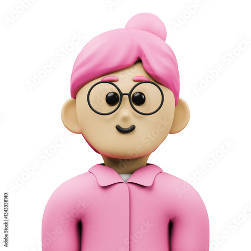 girl in pink avatar 3d illustration