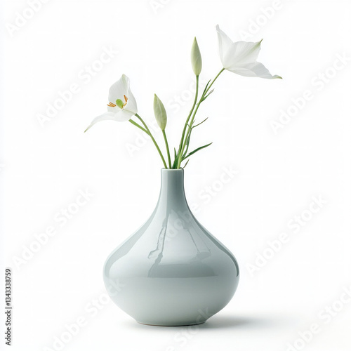 white flower vase isolated