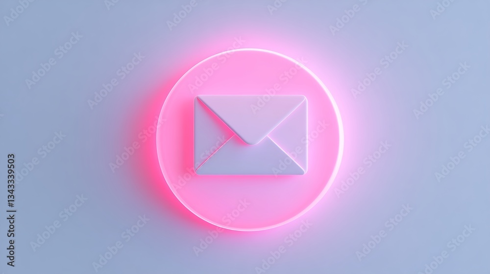 Modern Email Icon with Neon Glow on Soft Background for Digital Communication and Technology Concepts Modern Email Icon with Neon Glow on Soft Background for Digital Communication and Technology Concepts