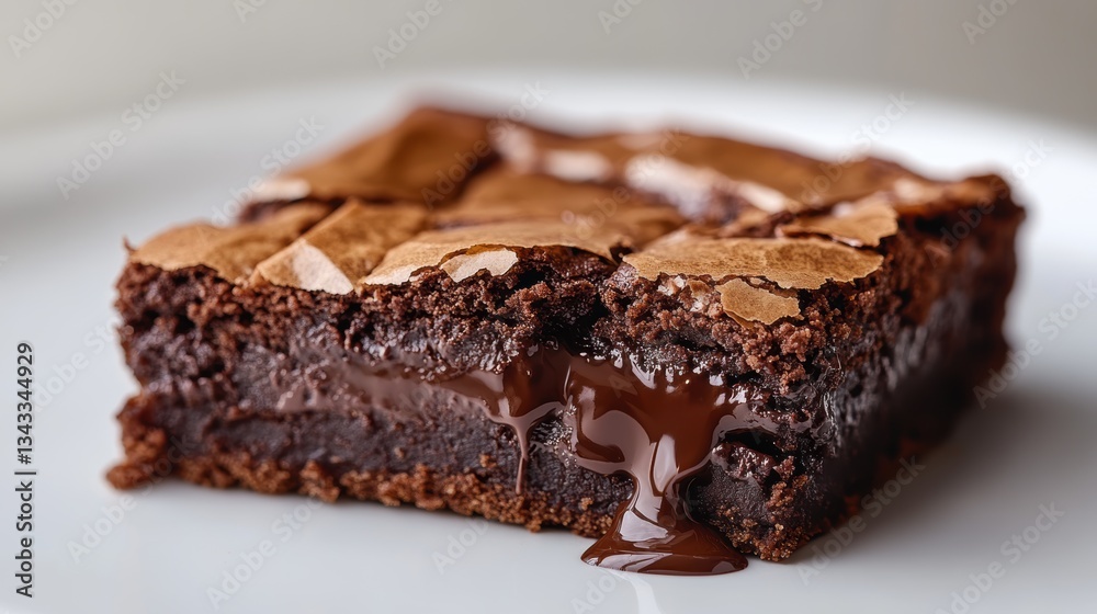 A warm, fudgy chocolate brownie, its edges golden brown and its center oozing molten chocolate. A warm, fudgy chocolate brownie, its edges golden brown and its center oozing molten chocolate.