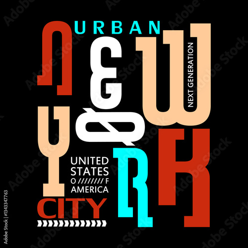 new york city typographic abstract poster, illustration vector style