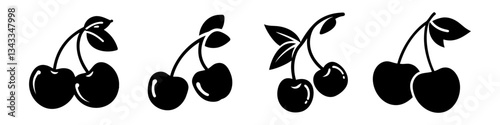 cherry icon, cherry silhouette vector illustration-simple silhouette illustration of cherry, perfect for cherry logos and icons