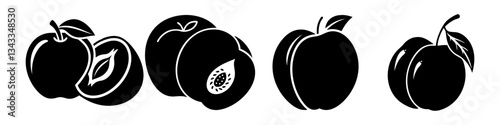 nectarine fruit icon, nectarine fruit silhouette vector illustration-simple silhouette illustration of nectarine fruit, perfect for nectarine fruit logos and icons