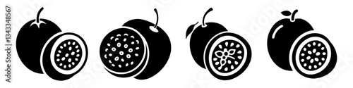 passion fruit icon, passion fruit silhouette vector illustration-simple silhouette illustration of passion fruit, perfect for passion fruit logos and icons
