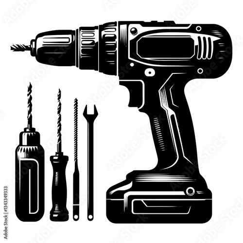Cordless drill block color vector