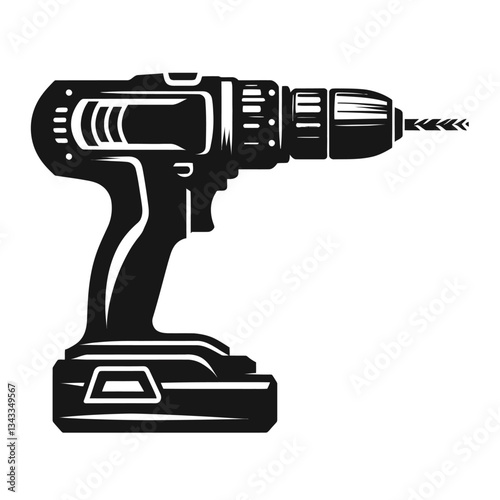 Cordless drill block color vector