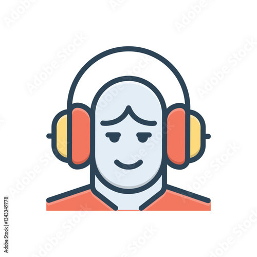 Color illustration icon for listening