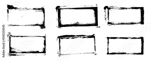 Rectangle Frame Grunge Design Element Vector Set