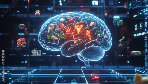 Glowing brain healthy food scientific mindful modern aesthetic mental health   Image