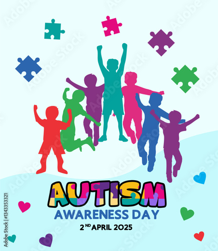 World autism awareness day 2025 poster illustration vector. social media post