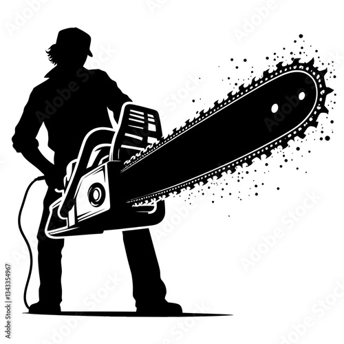 men with Chainsaw silhouette 