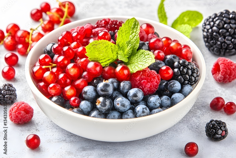 Fresh Summer Berries Bowl Red Currants Blueberries Raspberries Blackberries Fresh Summer Berries Bowl Red Currants Blueberries Raspberries Blackberries