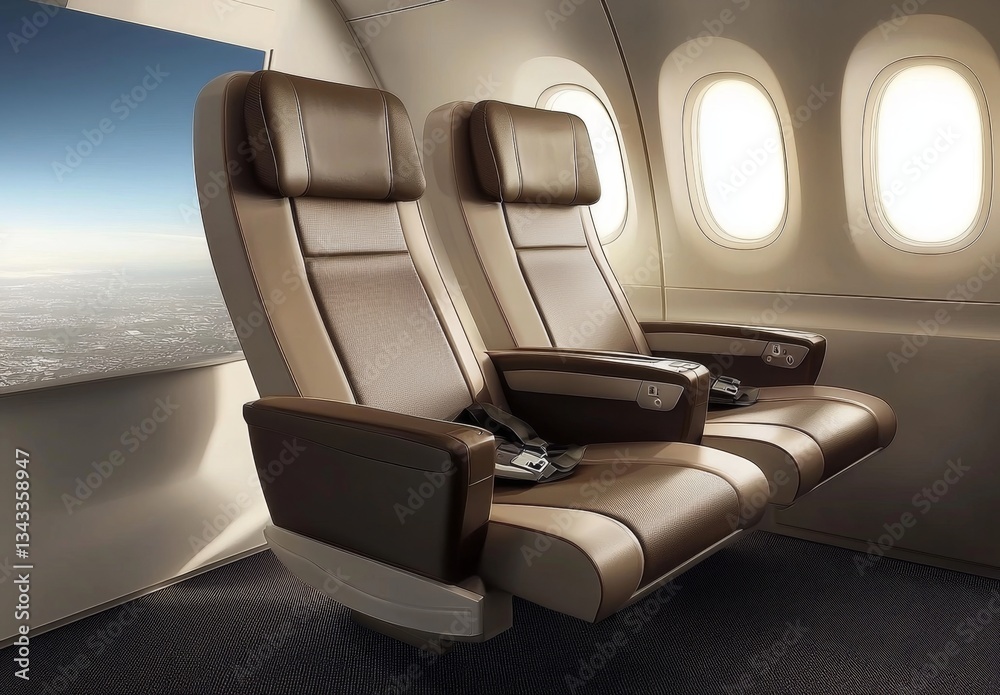 Fototapeta premium Aircraft Seating: A Look into Modern Flight Comfort