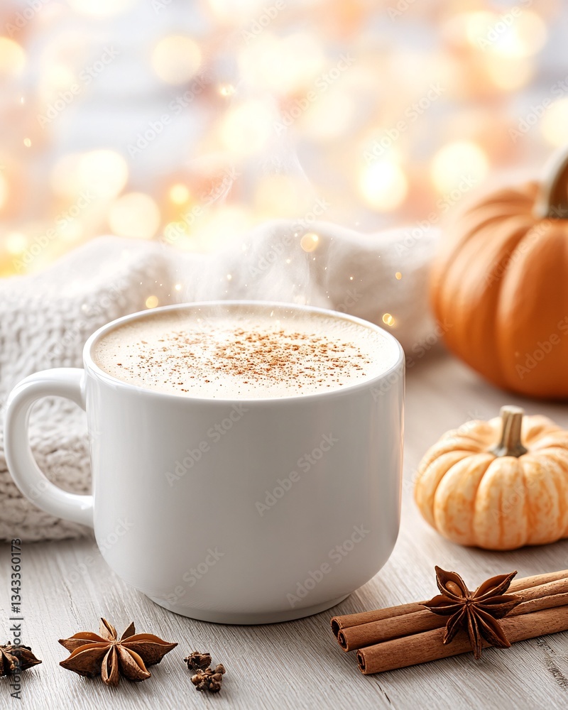 Cozy Autumn Vibes With Warm Spiced Latte and Pumpkins by Soft Light