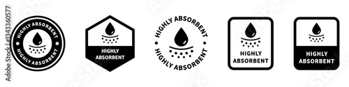 Highly Absorbent. Stamps for packaging. Vector feature stamps isolated on white.