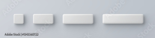 3d vector white plastic rectangle button on gray background. Realistic minimal icon with shadow.