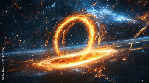 Black hole over star field in outer space