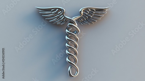 caduceus medical symbol chrome