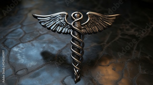 caduceus medical symbol chrome