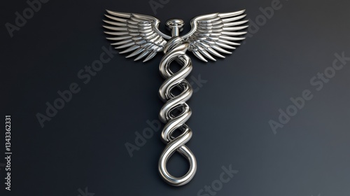caduceus medical symbol chrome