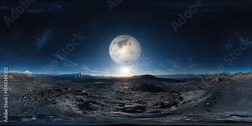 Skybox with Moon Landscape in 360-degree Ball-shaped Environment