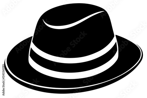 Classic fedora hat silhouette vector.