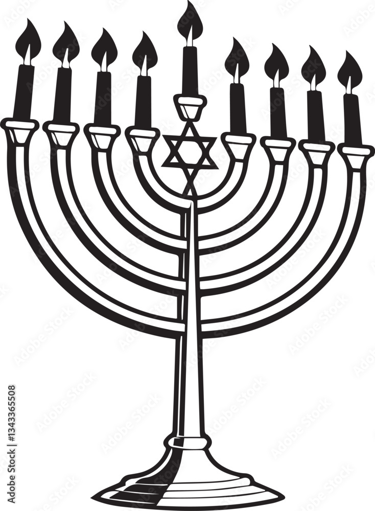 menorah with candles vector illustration, menorah silhouette vector black and white menorah with candles vector illustration, menorah silhouette vector black and white
