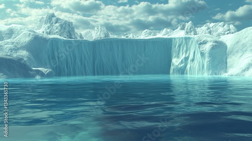 Iceberg - Underwater Risk - Global Warming Concept, 3d Rendering