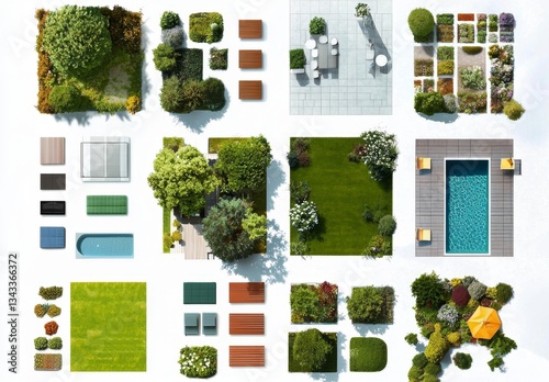 Aerial perspective showcasing a house with a clear swimming pool in a beautiful setting.