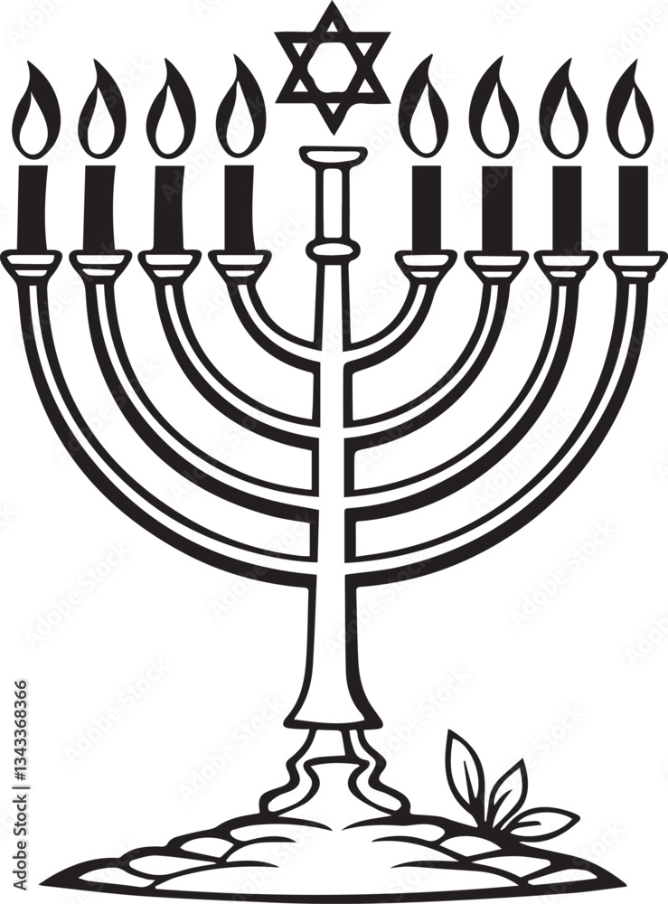 menorah with candles vector illustration, menorah silhouette vector black and white menorah with candles vector illustration, menorah silhouette vector black and white