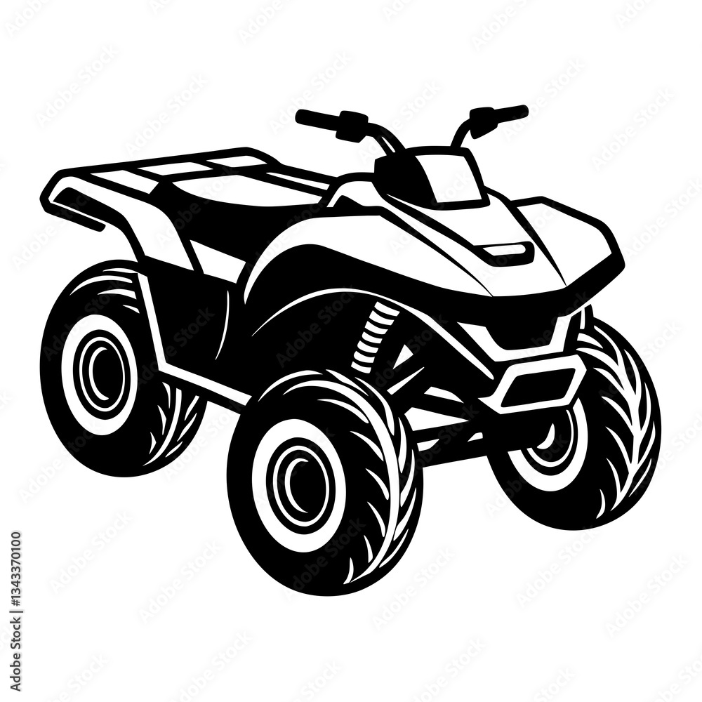 Obraz premium all-terrain vehicle (ATV) black silhouette vector, Simple silhouette Design vector icon with white background.