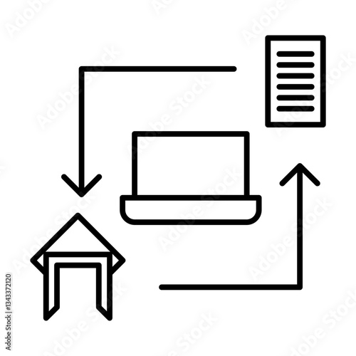 hybrid working line icon