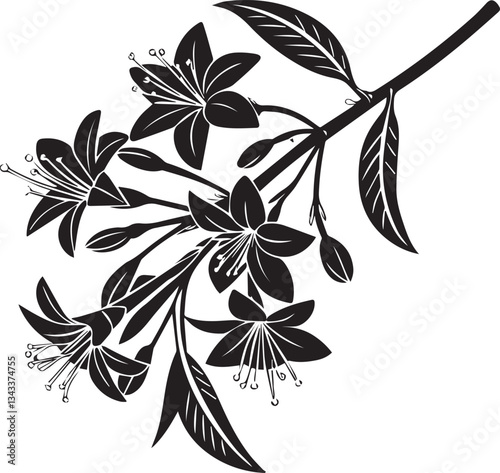 black and white leaves, flower vector, flower vector illustration, flower silhouette vector black and white