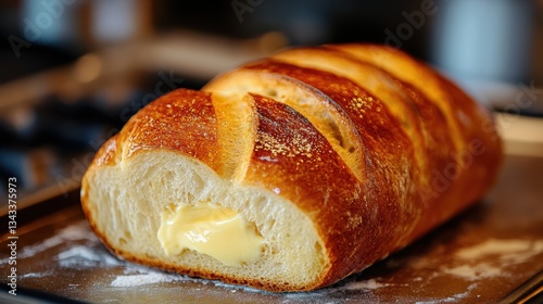 A golden loaf of bread, its crust crackled with the promise of warmth, and a soft, buttery spread, its aroma a tantalizing prelude to the culinary symphony to come.