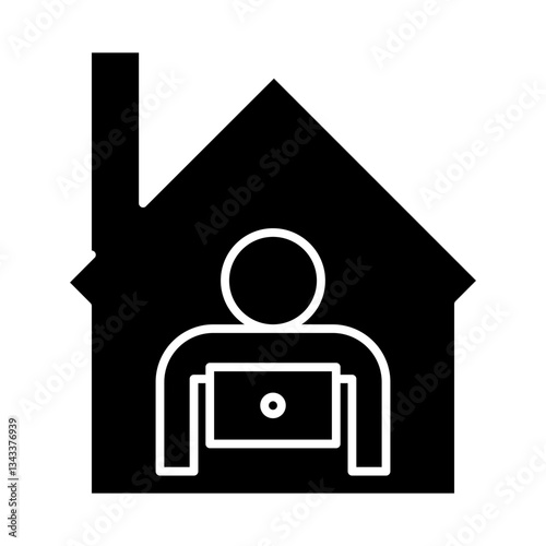 work from home glyph icon