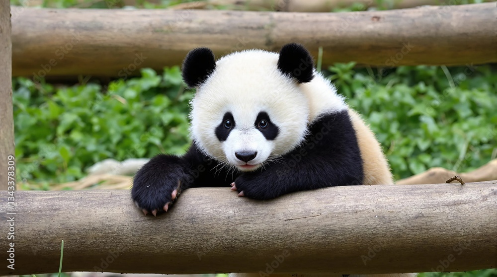 Fototapeta premium giant panda eating bamboo