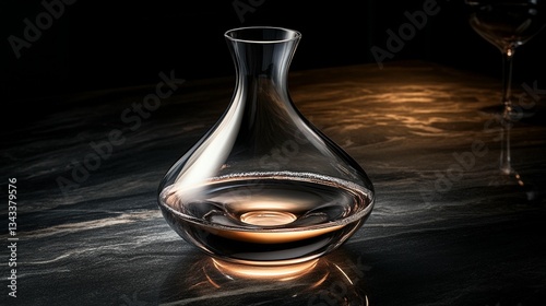 Elegant Glass Decanter, Liquid, Tabletop