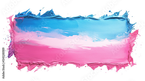 pink and light blue watercolor rectangular square shape texture on white or transparent background