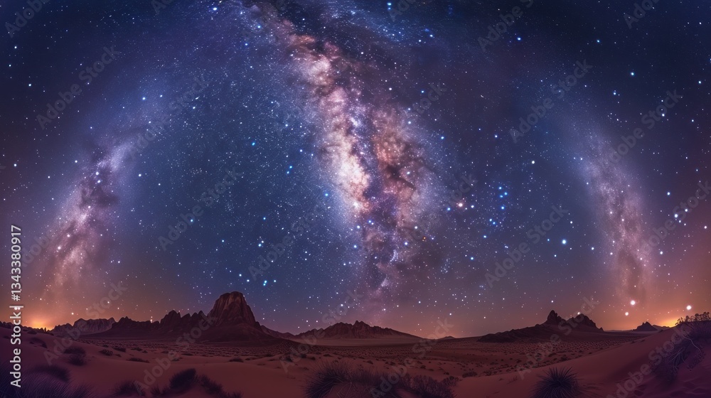 Naklejka premium Milky Way Over Desert Landscape