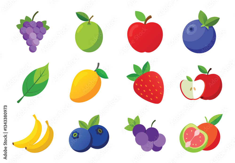 Vector fruit bundle, Vector fruit set, Vector fruit bundle, Vector fruit set,