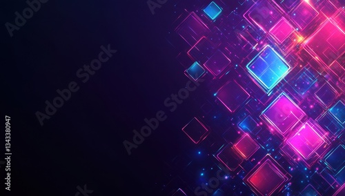 Abstract neon geometric shapes creating dynamic visual experience